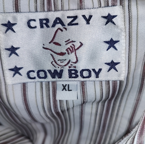 Men's XL Crazy Cowboy, Mother Of Pearl Snap Front Long Sleeve Shirt - Picture 3 of 3